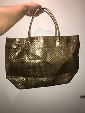 Neu Sehr Schöne Damen Tasche Strand Schopper Schulter Korb Umhänge Gold 