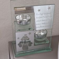 Formano Teelichthalter Kerzenhalter Glas Klar Engel mit Gedicht Spiegel