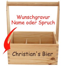 Flaschenträger mit Namen Spruch inkl. Gravur Biergeschenk Vatertagsgeschenk Holz