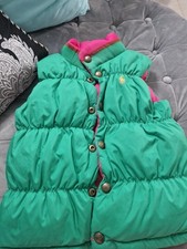 Ralph Lauren Mädchen Daunen Wende Weste, Größe 5 Jahre, Grün  Pink Logo