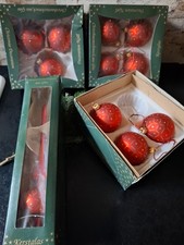 10 Christbaumkugeln und Baumspitze rot gold Kerstglas