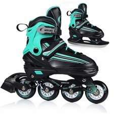 Inliner 2in1 Rollschuhe Inlineskates Schlittschuhe Verstellbar Kinder Erwachsene