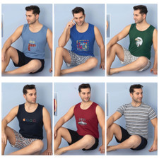 Herren Pyjama Schlafanzug Shorty Kurzarm 2 Teiler  C-71