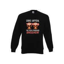 Drei affen die sich Fragend ansehen | Affen Sweatshirt Schwarz