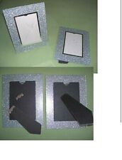 Bilderrahmen Fotorahmen Silber Glitzer mit Spiegelleiste um Foto Außen 17x22cm