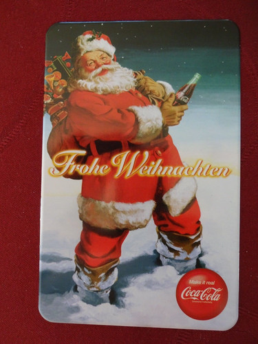 Blechpostkarte coca cola frohe - blechpostkarte,