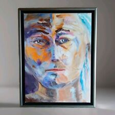 Kopf Studie Portrait 40 x 30 cm Bernhard Gerner Leinwandbild gerahmt Braun Blau
