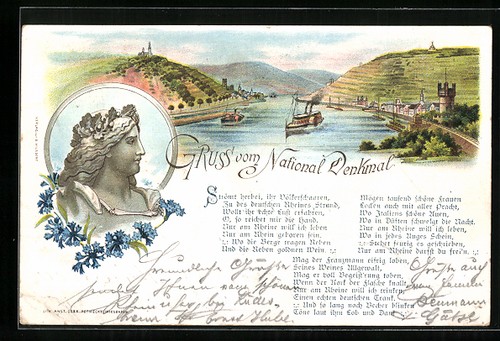 Lithographie niederwald blick - lithographie,