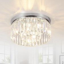 Rayofly Kristall Kronleuchter Deckenleuchte Lampe, 6 Flammig, Glas,  Chrom, G9