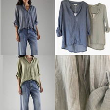 leichte Tunika Bluse blau oliv