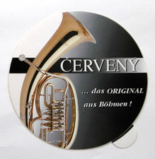 Werbe-Aufkleber Cerveny das Original aus Böhmen Bariton Blechblasinstrumente 90s