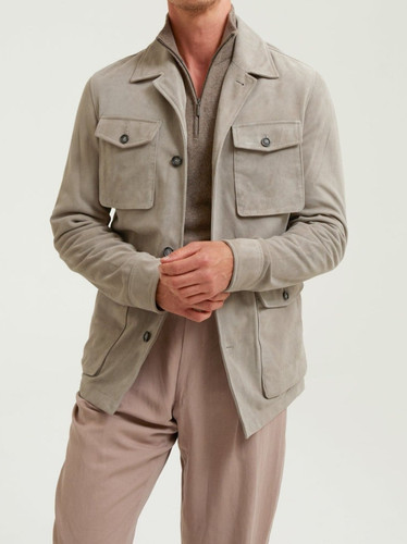 Graue feld lederjacke - graue, herren