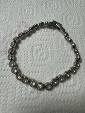 Swarovski Matrix Tennis Armband Zirkonia Weiß Rhodiniert Rundschliff Größe S