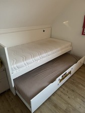 Kinder-/Jugendbett mit Ausziehbett & 2 Matratzen – Weiß, top Zustand