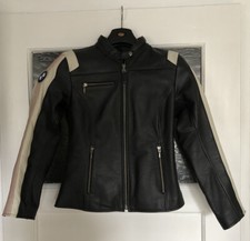 BMW Motorrad Club Lederjacke Damen Schwabing Schwarz Beige Rot Gr XS Neuwertig