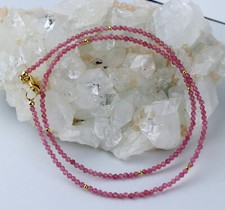 Turmalin Kette Edelsteinkette fein geschliffen facettierte Rosa halskette 46 cm