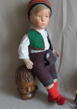 alte Käthe Kruse Puppe Stoffkopf Friedebald um 1950 Modell VIII 50 cm u. Brio D.