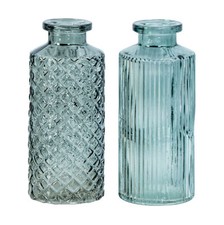 2er Set Vase H14cm Grün Glas