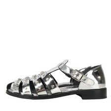 Sandro Damen Schuhe Sandalen Gr. 37 Silber Leder Sommer Sandaletten