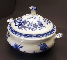 Antik Porzellan Deckel Terrine Bavaria Oscar Schaller Zwiebelmuster um 1920