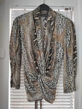 Bluse Damen Oberteil Wickelbluse Animalprint Schlangenprint gold Gr. 38/40 M