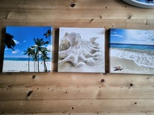 3er Set  Paket Maritime Leinwandbilder Wanddeko - Kunstdrucke  - Strand - Meer