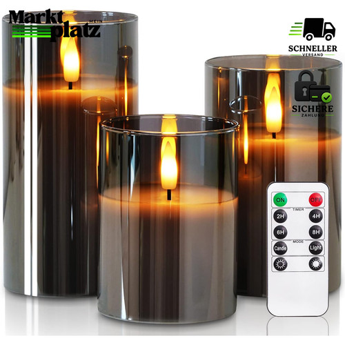 Flammenlose kerzen led - flammenlose, grau