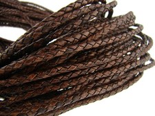 Lederschnur Geflochten 4 mm (ab 2,77 €/m). Antik Dunkelbraun. Lederband.