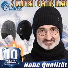 Wintermütze mit Ohrenklappen für Herren Damen Warme Thermische Strickmütze DE