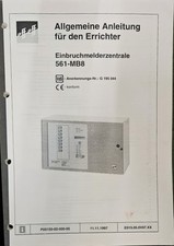 EFF EFF Einbruchmelderzentrale 561 MB8 Anleitung Handbuch für Errichter