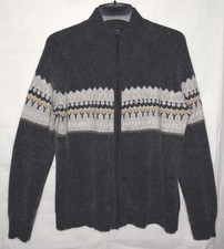 Strickjacke von MEZZO in Gr. XXL 40/42 grau mit Norweger Muster Baumwolle Angora