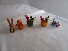 6 alte Holz Anhänger Vogel