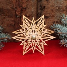 Stern Teelichthalter - Dekoration aus Holz für Weihnachten