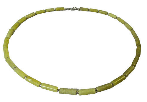 Jade walzenkette 13x4mm - 13x4mm, silber