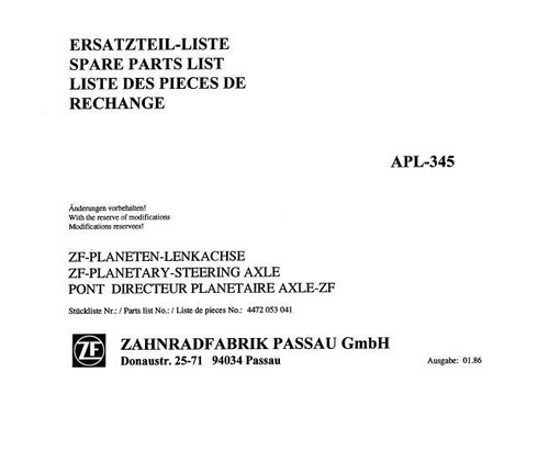 Ersatzteilliste allradachse - ersatzteilliste,