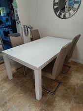 Esstisch weiß mit Sitzbank weiß 1,8-2,6 meter Massiv