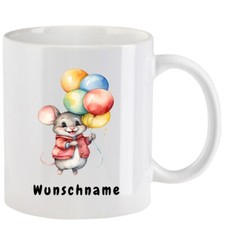 Tasse mit Maus aquarell Teil 2 - mit oder ohne Wunschname - 8 Motive