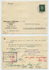 113075 - Postkarte Hermann Uhlmann Schulmöbelfabrik - Gera 1.10.1929 nach Rössen