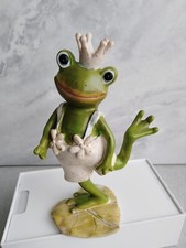Frosch Sammelfigur Froschkönig auf Blatt tanzend H 15,5cm Deko Figur Polyresin