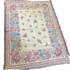 Goodwin Weavers Plaid Decke Überwurf Tagesdecke Schmetterlinge Pastell Gelb Pink