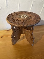 Blumenhocker Beistelltisch Rundhocker Hocker Holzhocker Handgeschnitzt Blumen