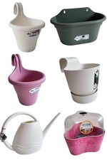 Elho Geländer-Blumentopf Wandampel Gießkanne / Artstone Pflanzkübel Anzuchthaube