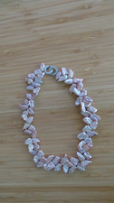 Keshi  Perlen Collier Rosa Lachs hellbeige  handgefertigt Unikat 952 Silber vers