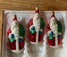 Inge Glas Christbaumschmuck 3er SET Glas-Weihnachtsmänner ca. 12cm mundgeblasen
