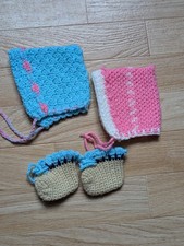 Alte PUPPEN Kleidung Mützen Schuhe Strickkleidung 60er/70er Jahre 