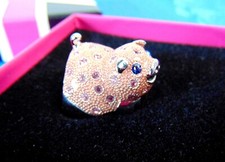 Schweinchen-Ring London Collection, chrom, Glasgranulat, rosa, 63 mm