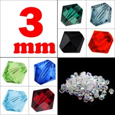 50 Kristall Perlen Preciosa 3mm Rhomben Tschechische Bicone Glasperlen