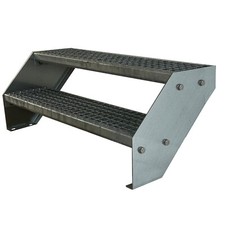 Premium Treppe Verzinkt 2 Stufen 600-1400mm Höhe 380mm Garten Außentreppe