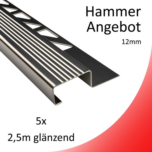 Edelstahl stufenprofil - 5x,