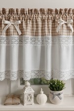 Scheibengardinen  Beige Weiß